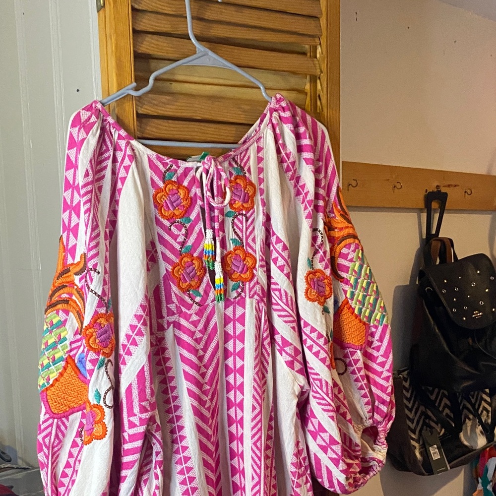 FARM Rio Pink and Orange Patterned Dress